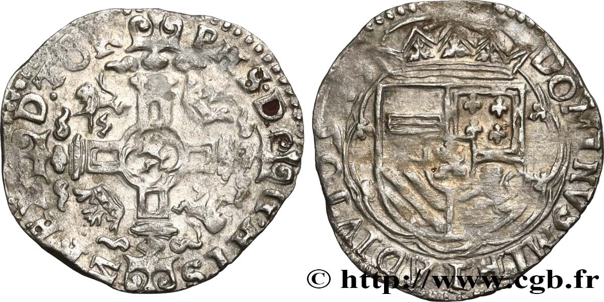 PAYS-BAS ESPAGNOLS - TOURNAI - PHILIPPE II D ESPAGNE Double patard 1593 Tournai TTB 