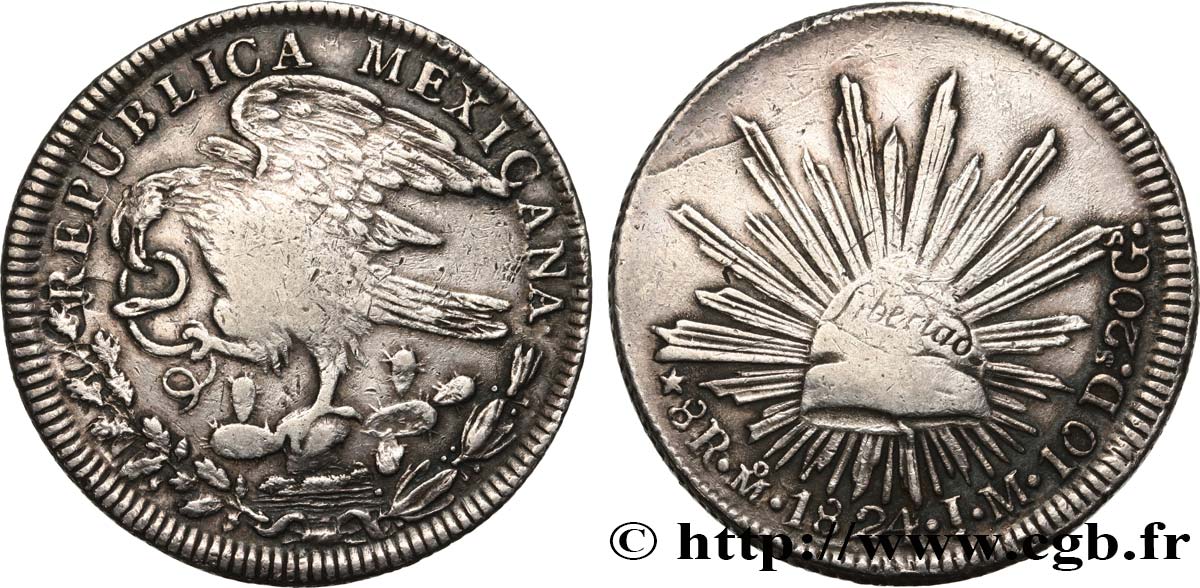 MEXICO 8 Reales 1824 Mexico VF 