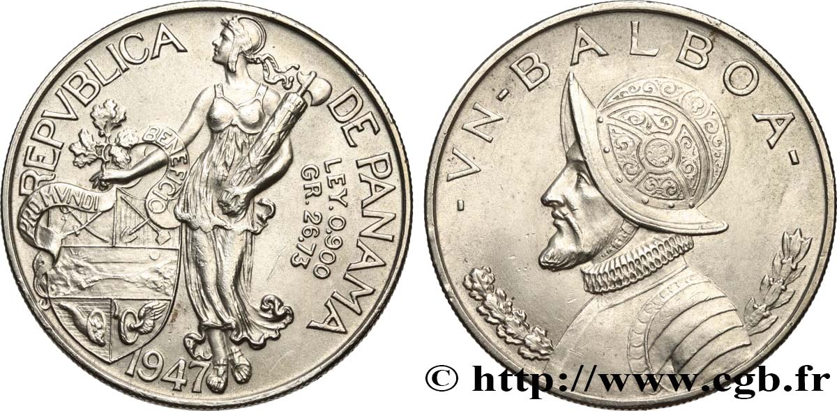 PANAMA 1 Balboa Vasco Nunez de Balboa 1947  AU 