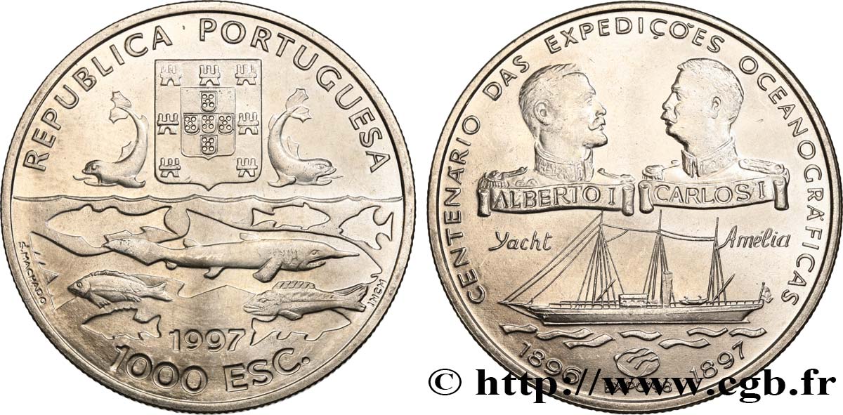 PORTUGAL 1000 Escudos centenaire des expéditions océanographiques 1997  SPL 
