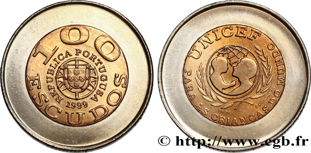 PORTUGAL 100 Escudos UNICEF 1999  SPL 
