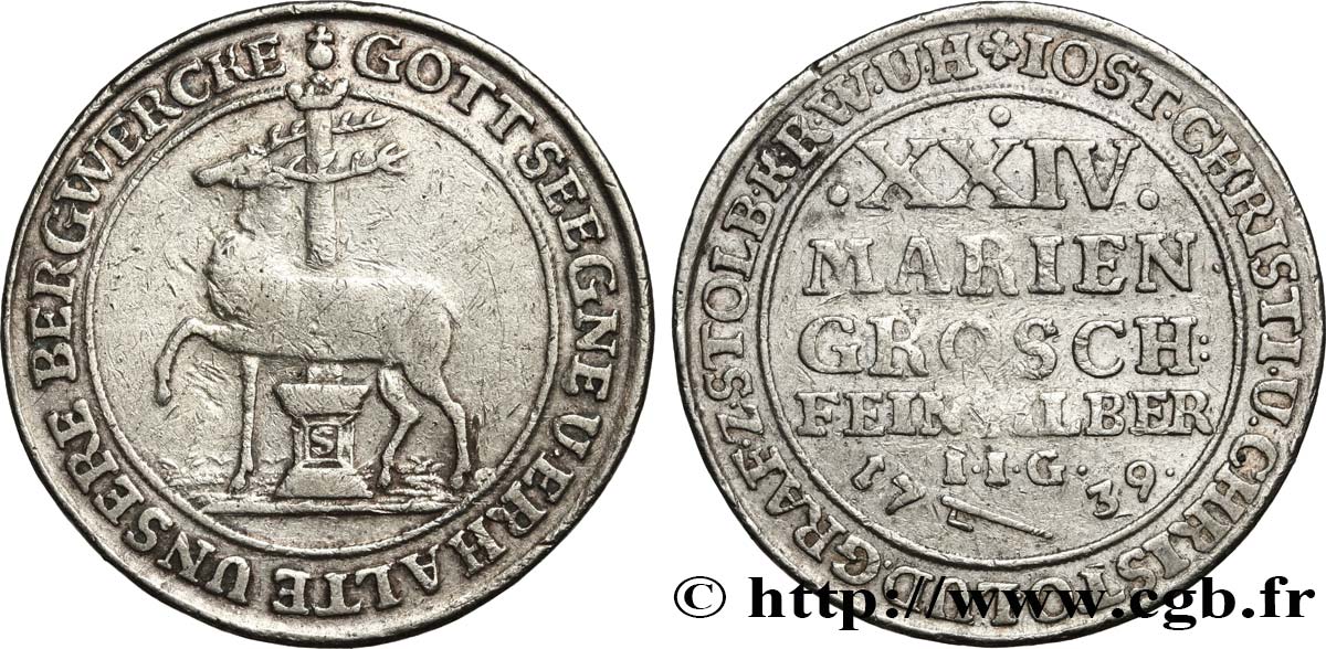 ALEMANIA - STOLBERG 24 Mariengroschen 1739  BC+ 