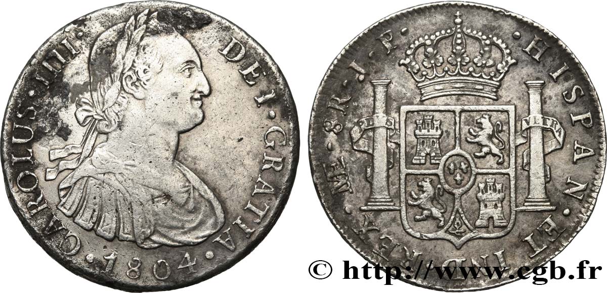 PERU 8 Reales Charles IV 1804 Lima XF 