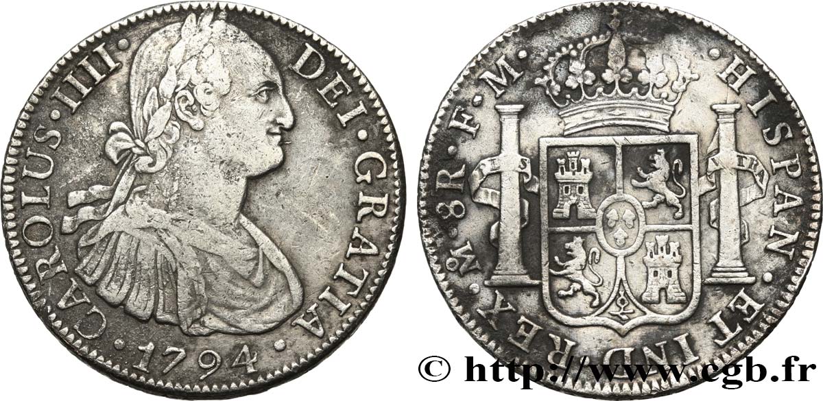 MEXICO 8 Reales Charles IV 1794 Mexico XF 