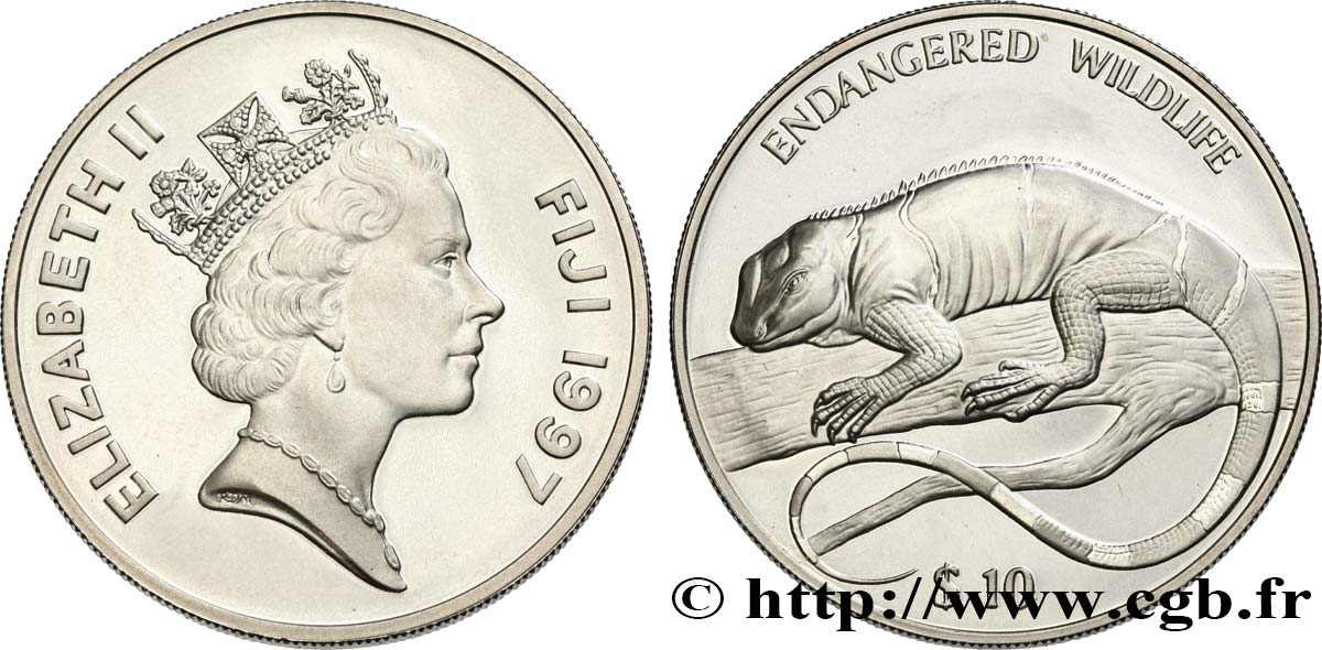 FIDSCHIINSELN 10 Dollars proof Iguane 1997  fST 