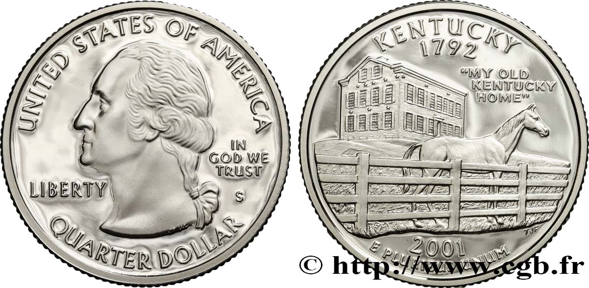 ESTADOS UNIDOS DE AMÉRICA 1/4 Dollar Kentucky - Silver Proof 2001 San Francisco SC 