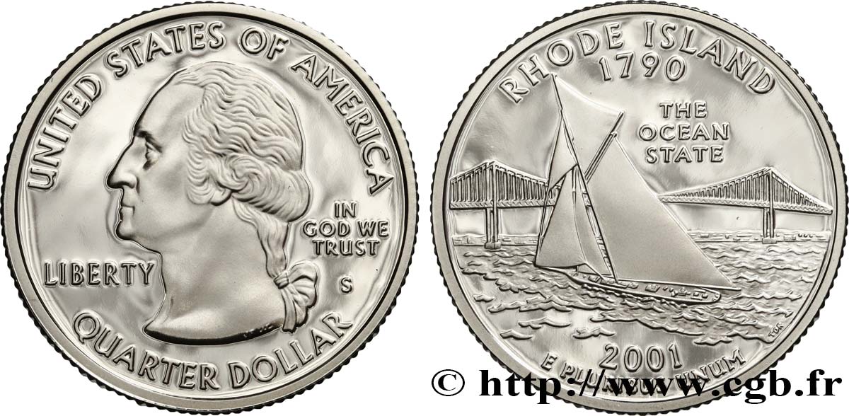 VEREINIGTE STAATEN VON AMERIKA 1/4 Dollar Rhode Island - Silver Proof 2001 San Francisco fST 