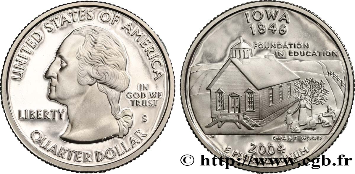 STATI UNITI D AMERICA 1/4 Dollar Iowa - Silver Proof 2004 San Francisco MS 