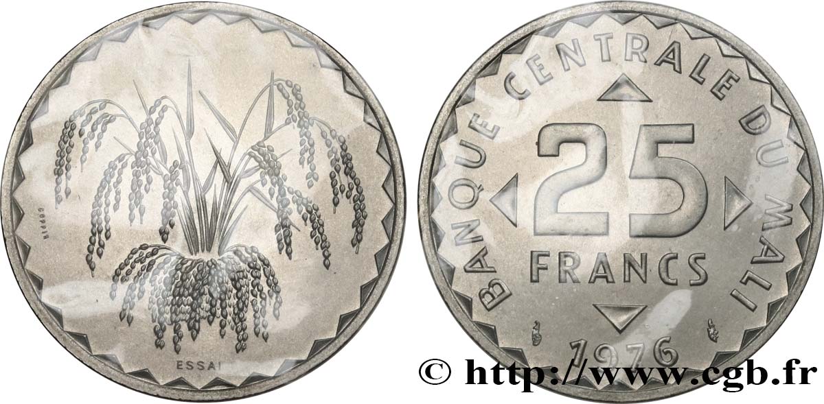 MALI Essai de 25 Francs plant de mil 1976 Paris FDC 