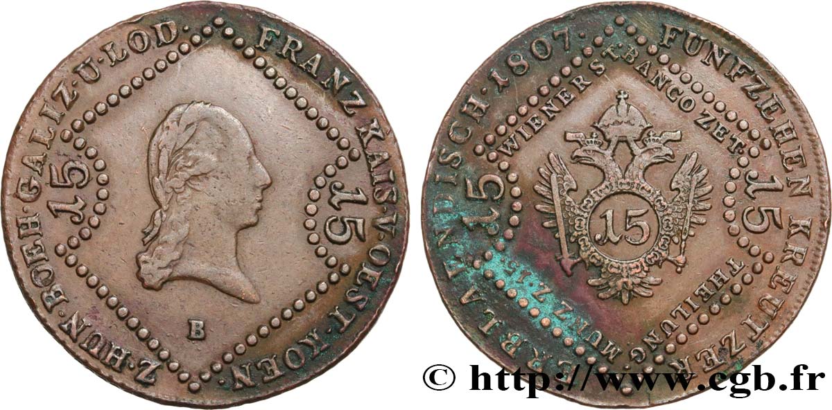 ÖSTERREICH 15 Kreuzer François Ier 1807 Kremnitz SS 