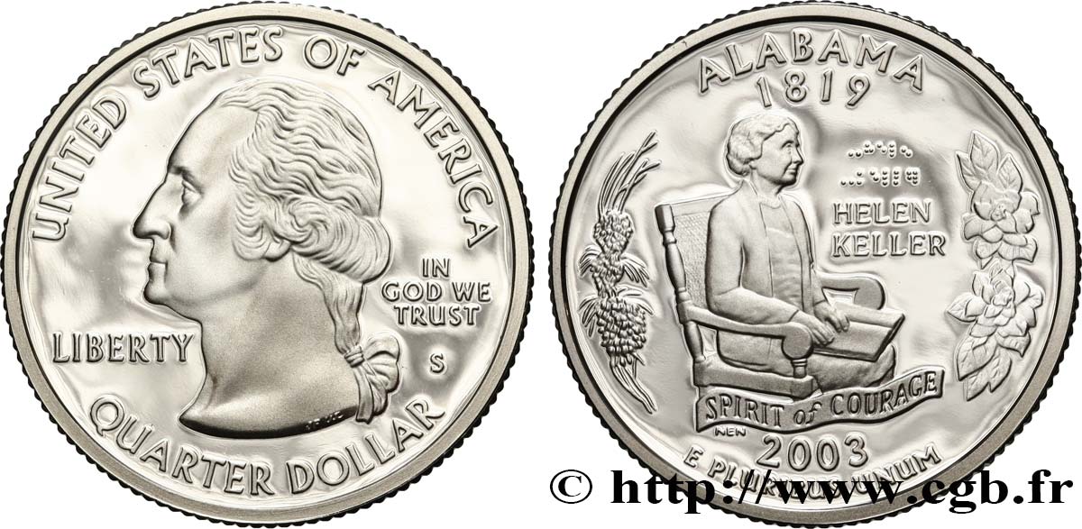 STATI UNITI D AMERICA 1/4 Dollar Alabama - Silver Proof 2003 San Francisco MS 