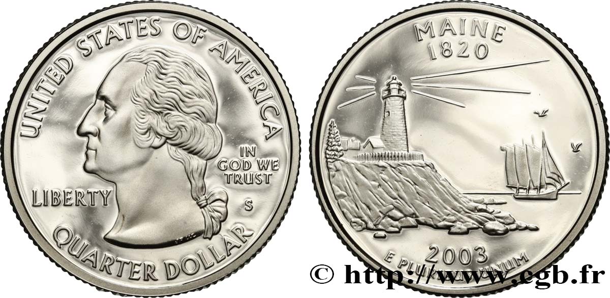 STATI UNITI D AMERICA 1/4 Dollar Maine - Silver Proof 2003 San Francisco MS 