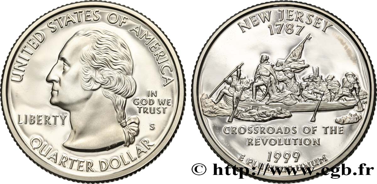STATI UNITI D AMERICA 1/4 Dollar New Jersey - Silver Proof 1999 San Francisco MS 