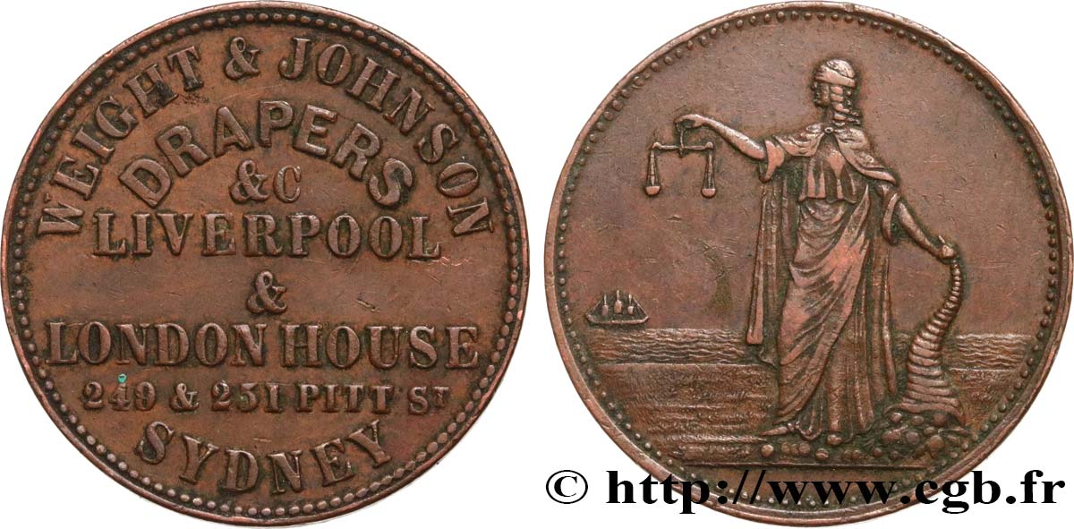 AUSTRALIEN 1/2 Penny Weight & Johnson Sydney New South Wales N.D  SS 