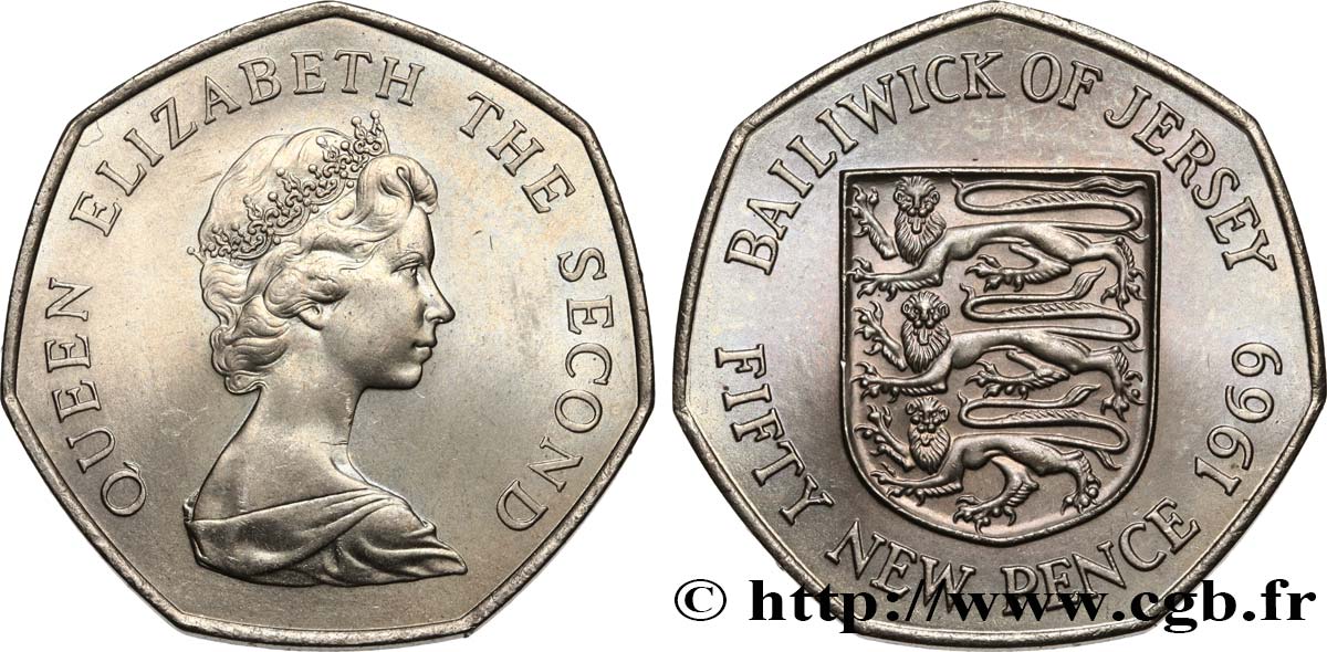 JERSEY 50 New Pence Elisabeth II 1969  SPL 