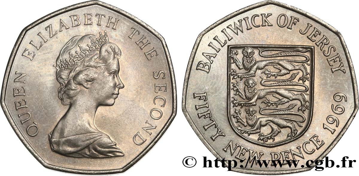 ISLA DE JERSEY 50 New Pence Elisabeth II 1969  SC 