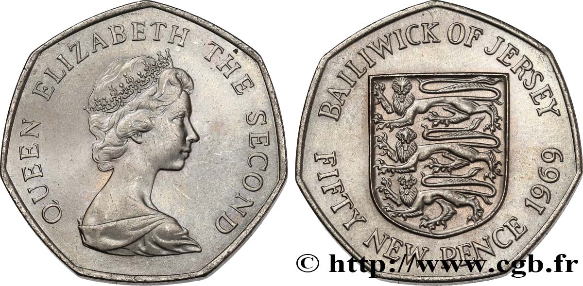 JERSEY 50 New Pence Elisabeth II 1969  MS 