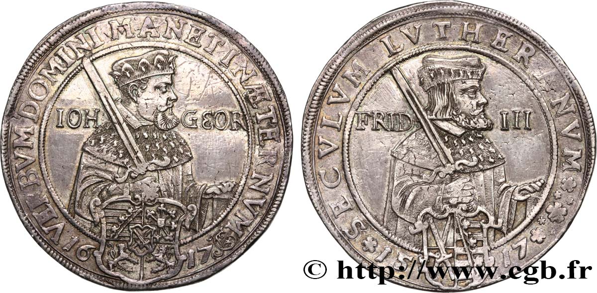 GERMANY - SAXONY - JOHN-GEORGE I Thaler 1617 Dresde AU 