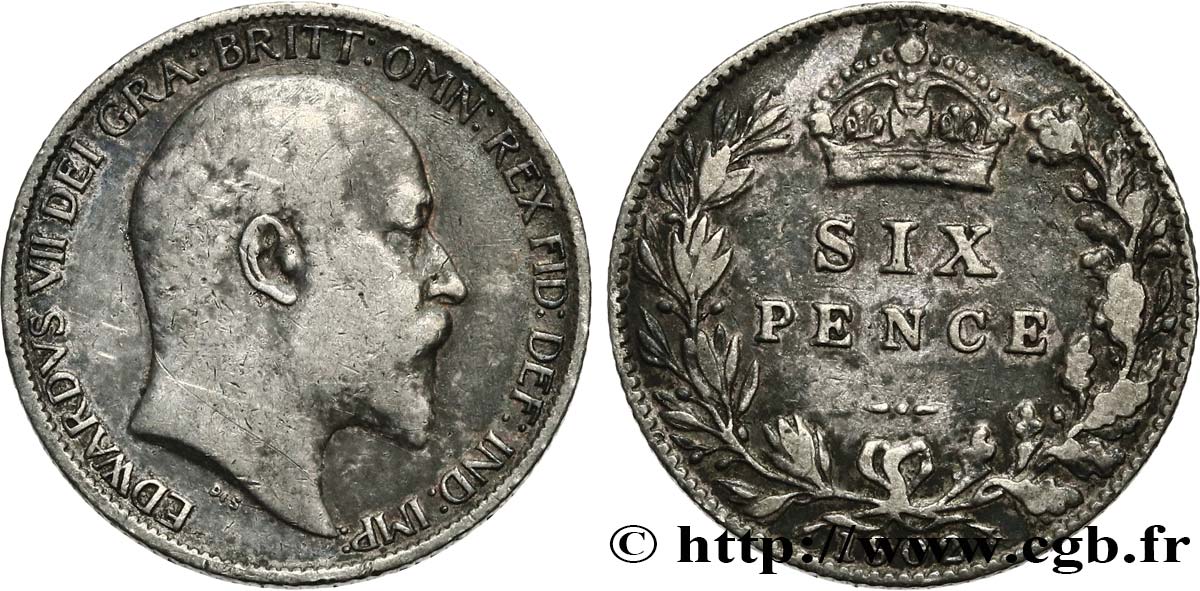 REINO UNIDO 6 Pence Edouard VII 1902  BC+ 