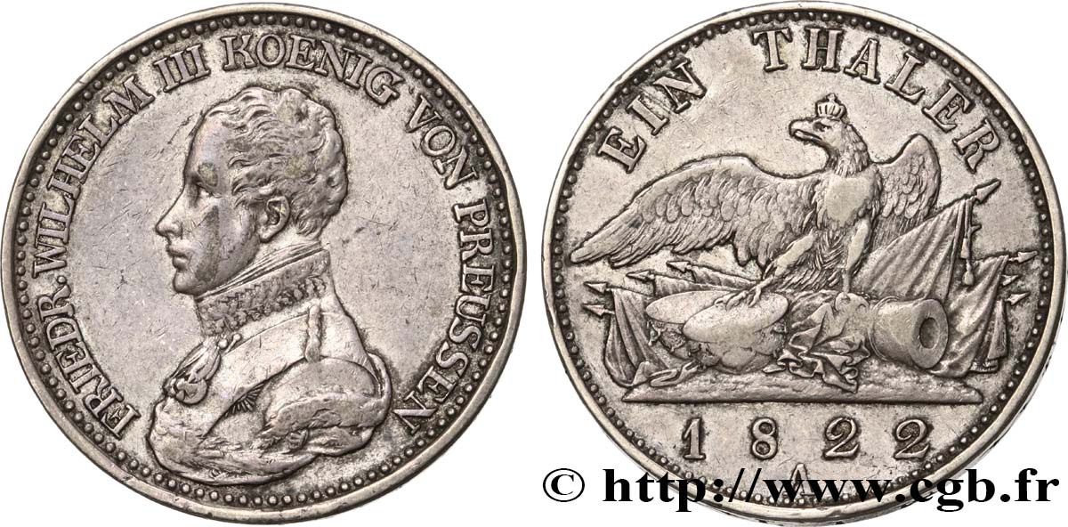 GERMANY - PRUSSIA 1 Thaler Frédéric-Guillaume III 1822 Berlin XF 