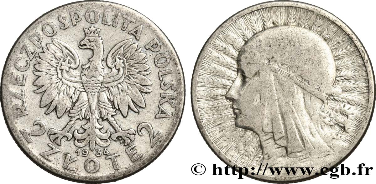 POLEN 2 Zlote Reine Jadwiga 1934 Varsovie fSS 