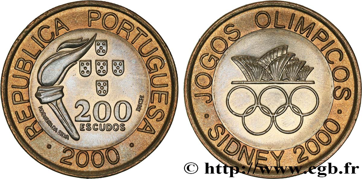 PORTUGAL 200 Escudos Jeux Olympiques de Sydney : torche / anneaux olympiques et opéra de Sydney 2000  SPL 