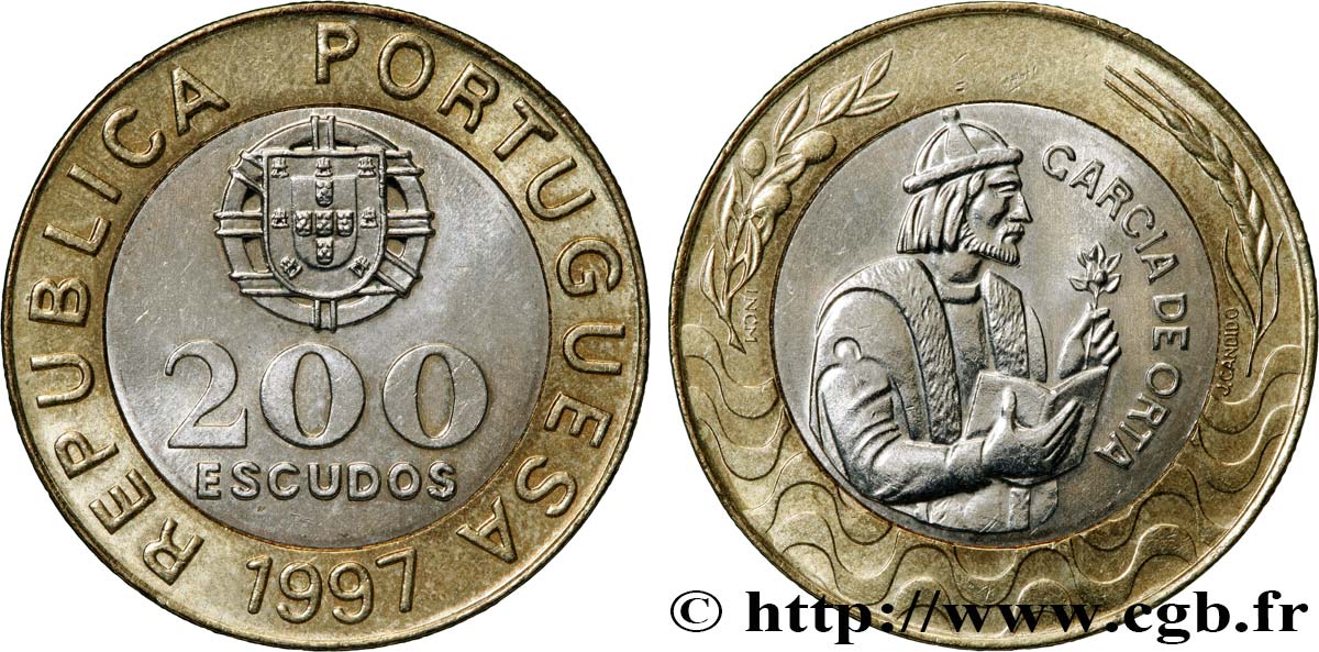 PORTUGAL 200 Escudos médecin et Botaniste Garcia de Orta 1997  SUP 