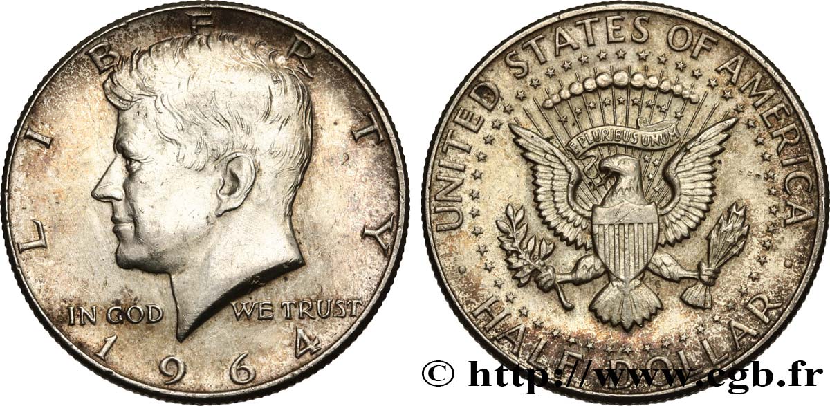 VEREINIGTE STAATEN VON AMERIKA 1/2 Dollar Kennedy 1964 Philadelphie fVZ 