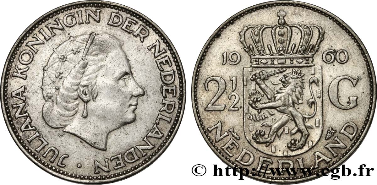 PAYS-BAS 2 1/2 Gulden Juliana 1960 Utrecht TTB 
