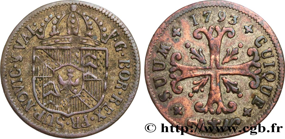 SUISSE - CANTON DE NEUCHATEL 1/2 Batzen 1793 Neuchâtel TB+ 