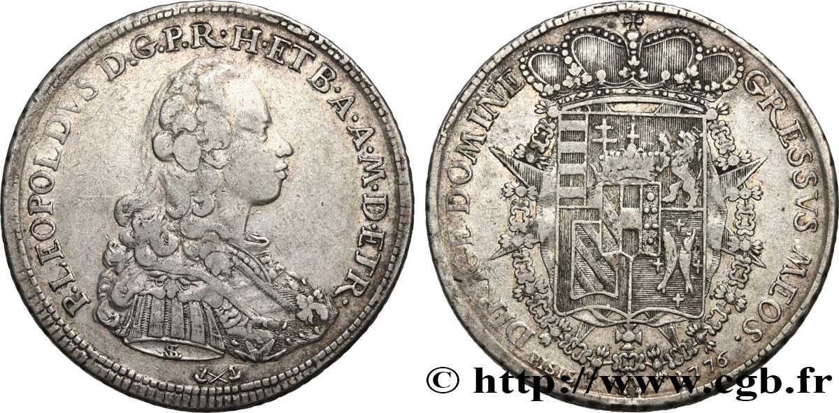 ITALIA - GRAN DUCADO DE TOSCANA - PEDRO LEOPOLDO I DE LORENA Francescone d’argent 1776 Florence MBC 