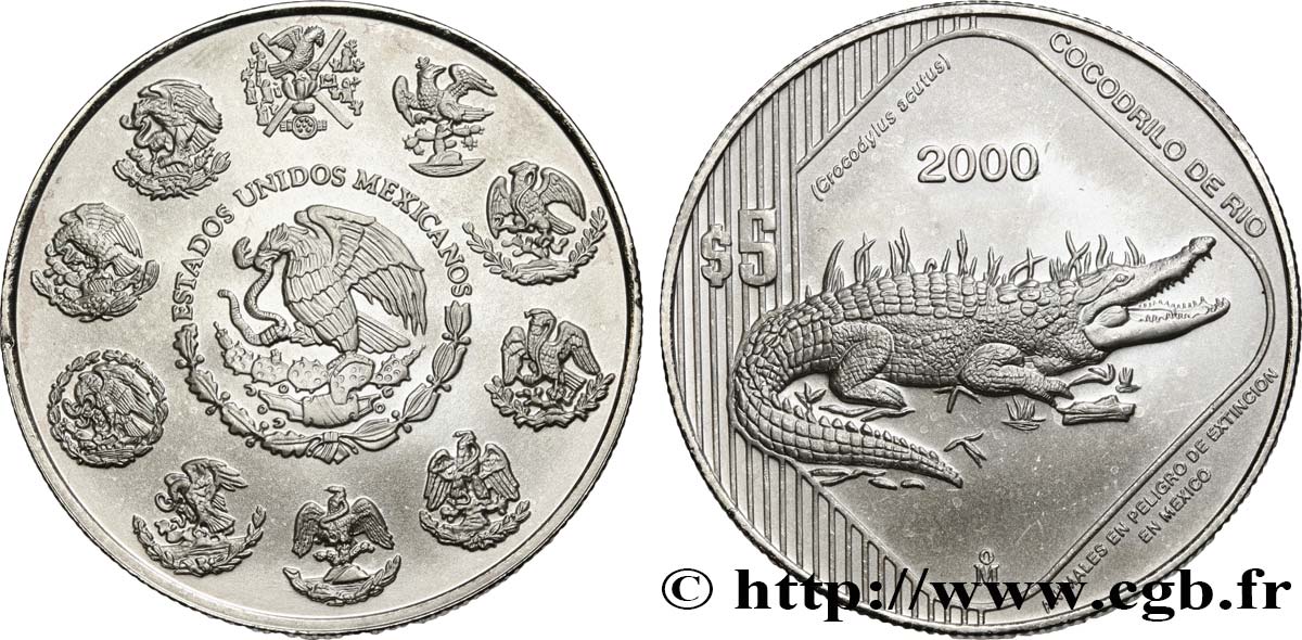 MEXICO 5 Pesos crocodile 2000 Mexico MS 