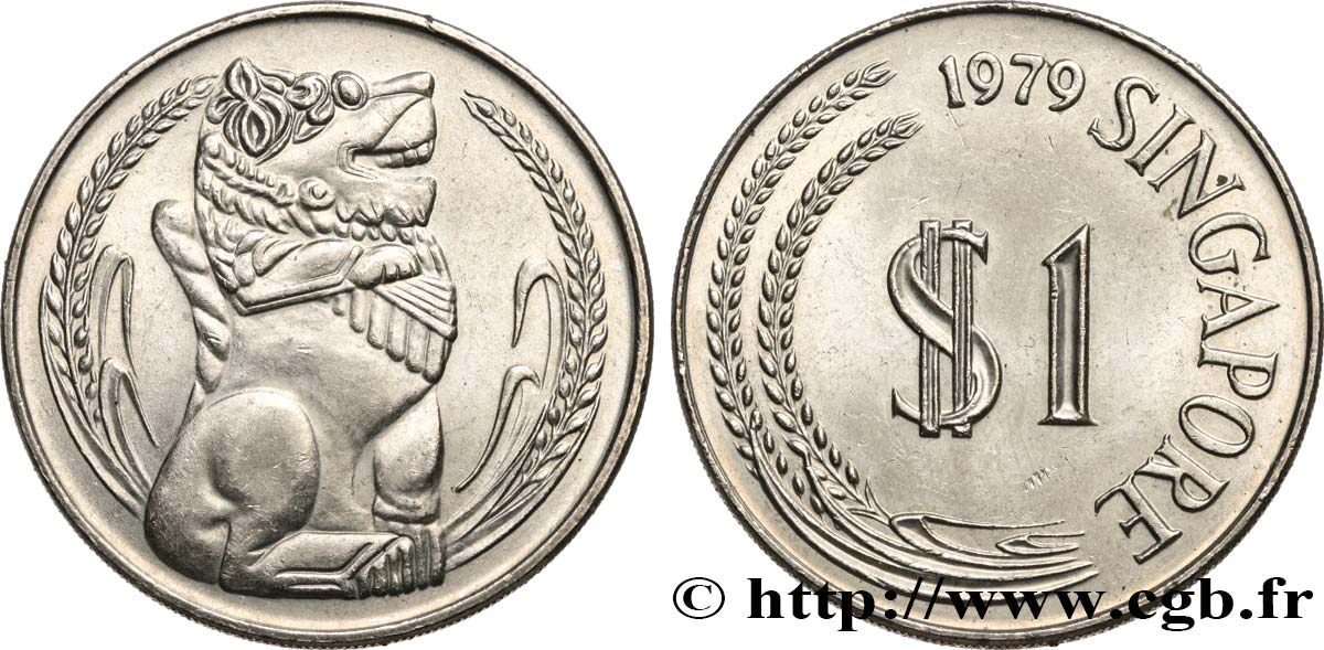 SINGAPUR 1 Dollar lion chinois 1979  VZ 