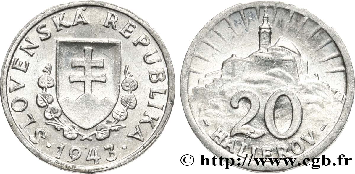 SLOVAQUIE 20 Halierov emblème / château de Nitra 1943  SPL 