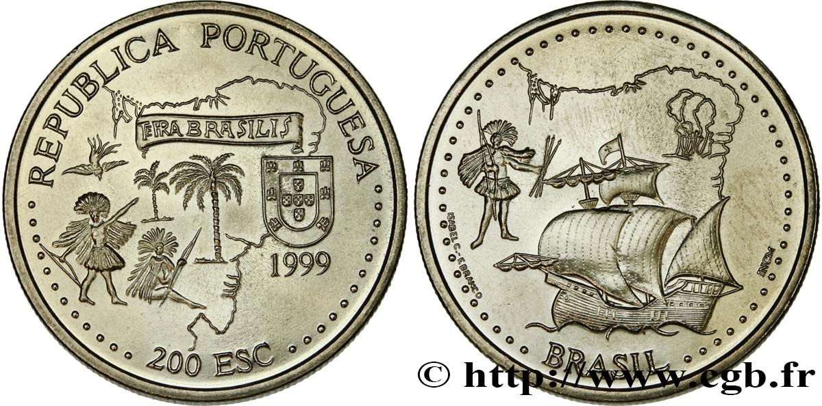 PORTUGAL 200 Escudos Découverte du Brésil 1999  SPL 