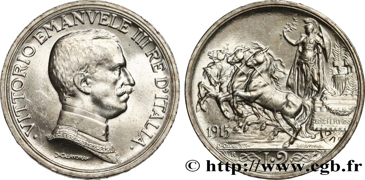 ITALIEN 2 Lire Victor Emmanuel III 1915 Rome ST 