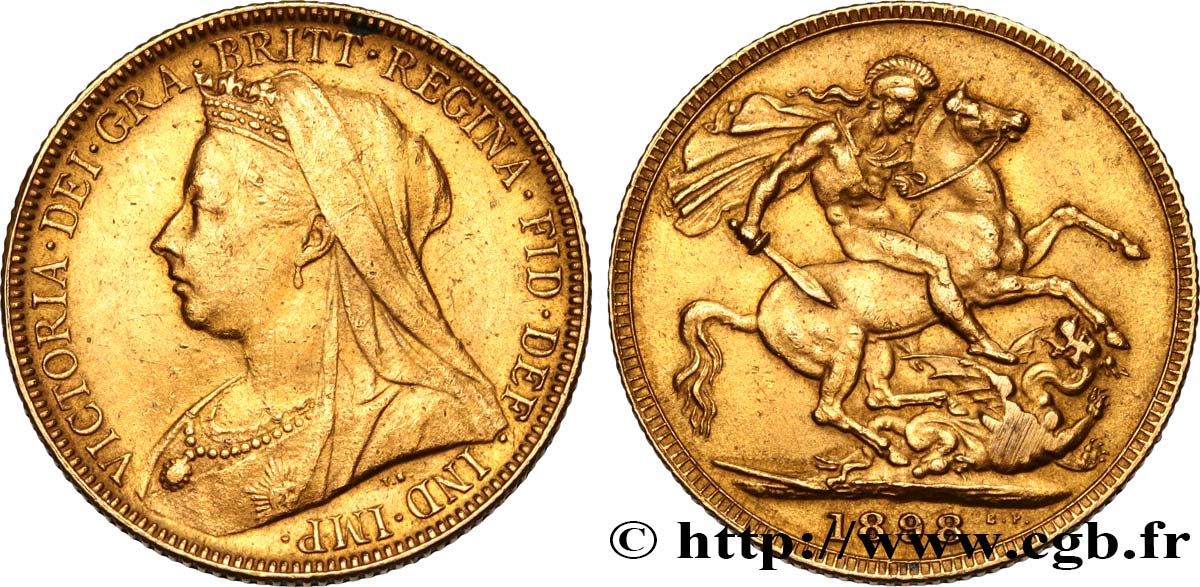INVESTMENT GOLD 1 Souverain Victoria “Old Head” 1898 Londres fVZ 