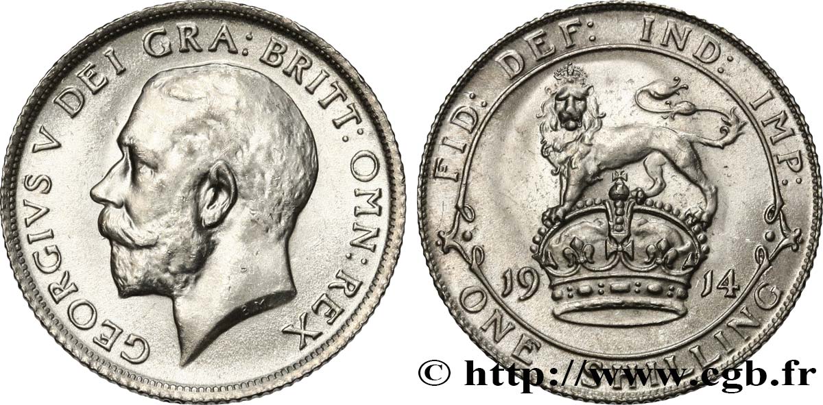 UNITED KINGDOM 1 Shilling Georges V 1914  MS 