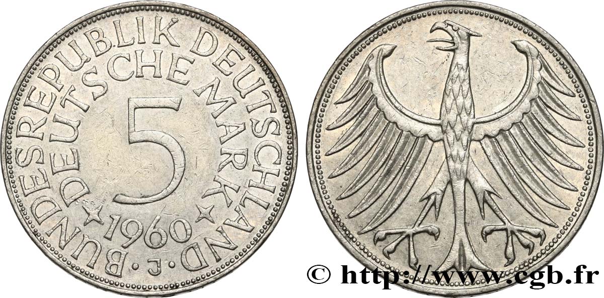 GERMANIA 5 Mark aigle 1960 Hambourg q.SPL 