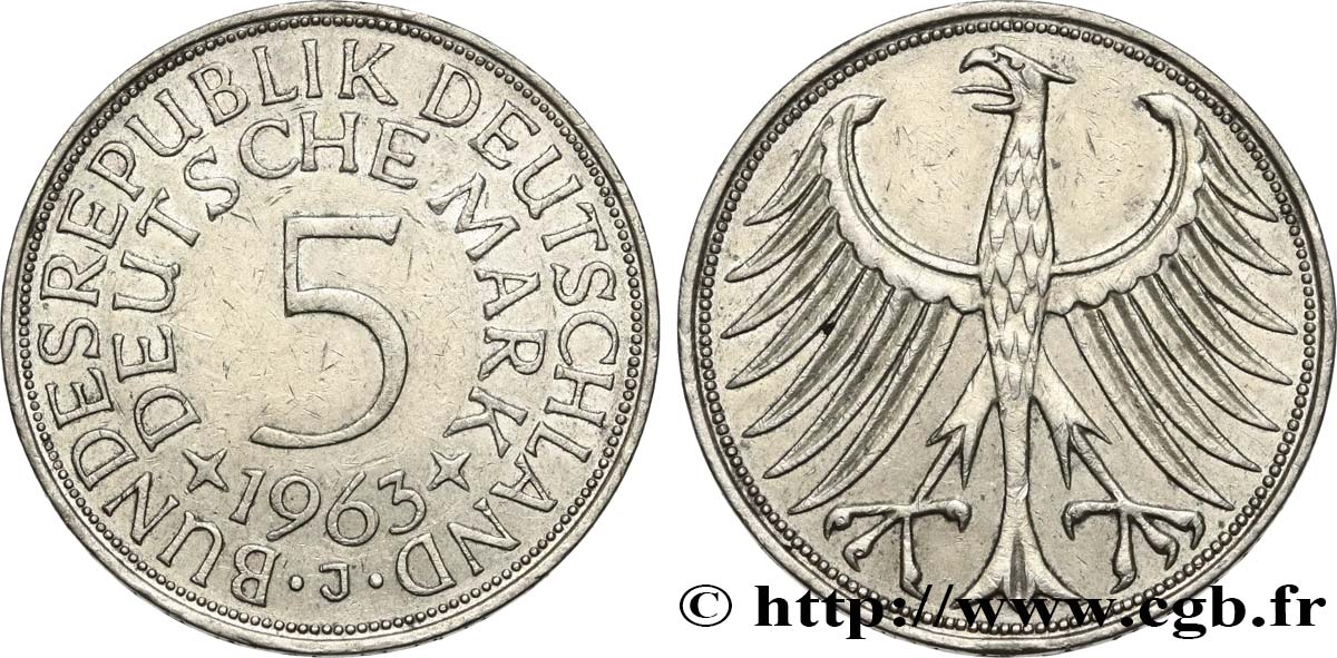 GERMANIA 5 Mark aigle 1963 Hambourg q.SPL 