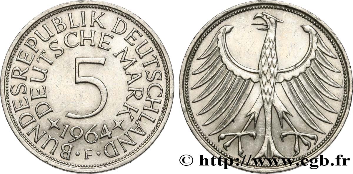 GERMANY 5 Mark aigle 1964 Stuttgart AU 