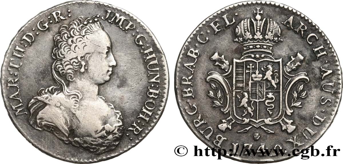 BELGIO - PAESI BASSI AUSTRIACI 1/2 Ducaton Marie-Thérèse 1749 Anvers q.BB/BB 