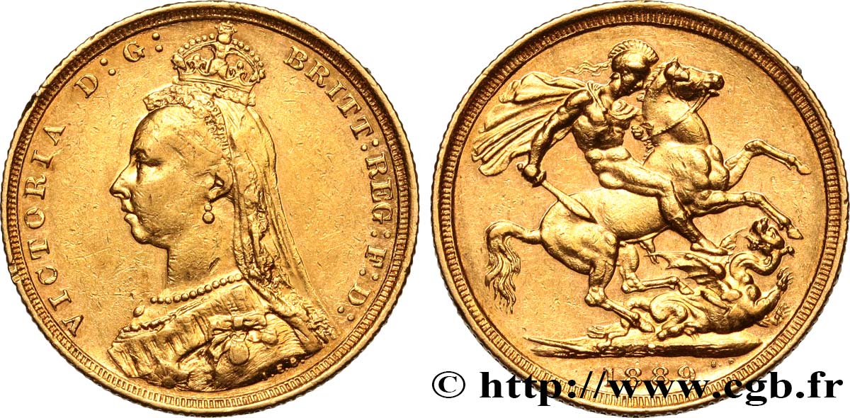 INVESTMENT GOLD 1 Souverain Victoria buste du jubilé 1889 Sydney BB 