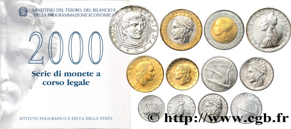 ITALY Série de 12 Monnaies Girodano Bruno 2000 Rome - R MS 