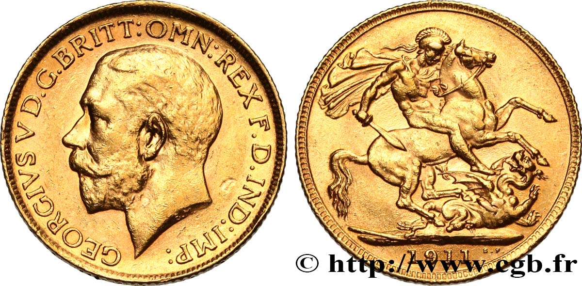 INVESTMENT GOLD 1 Souverain Georges V 1911 Londres EBC 