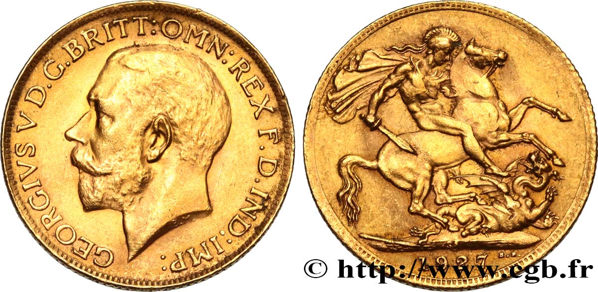INVESTMENT GOLD 1 Souverain Georges V 1927 Pretoria AU 