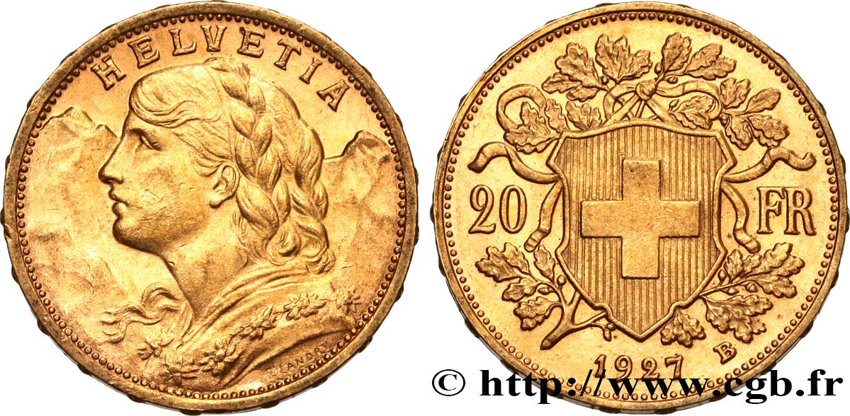 OR D INVESTISSEMENT 20 Francs or  Vreneli  1927 Berne SUP 