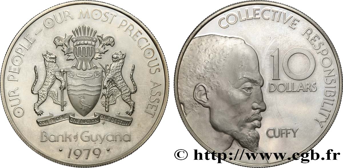GUYANA 10 Dollars Proof 1979  MS 