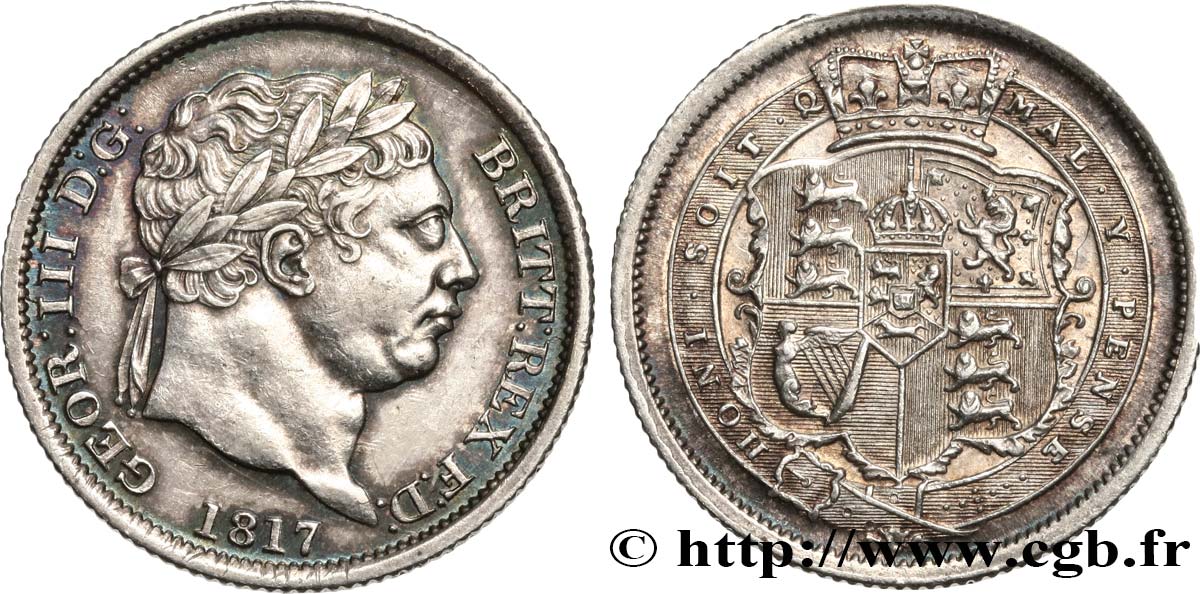 VEREINIGTEN KÖNIGREICH 1 Shilling Georges III 1817  VZ 