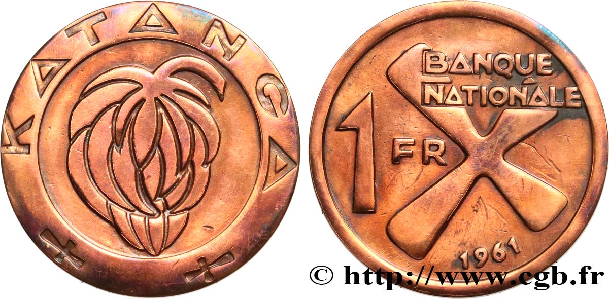 KATANGA 1 Franc 1961  XF 